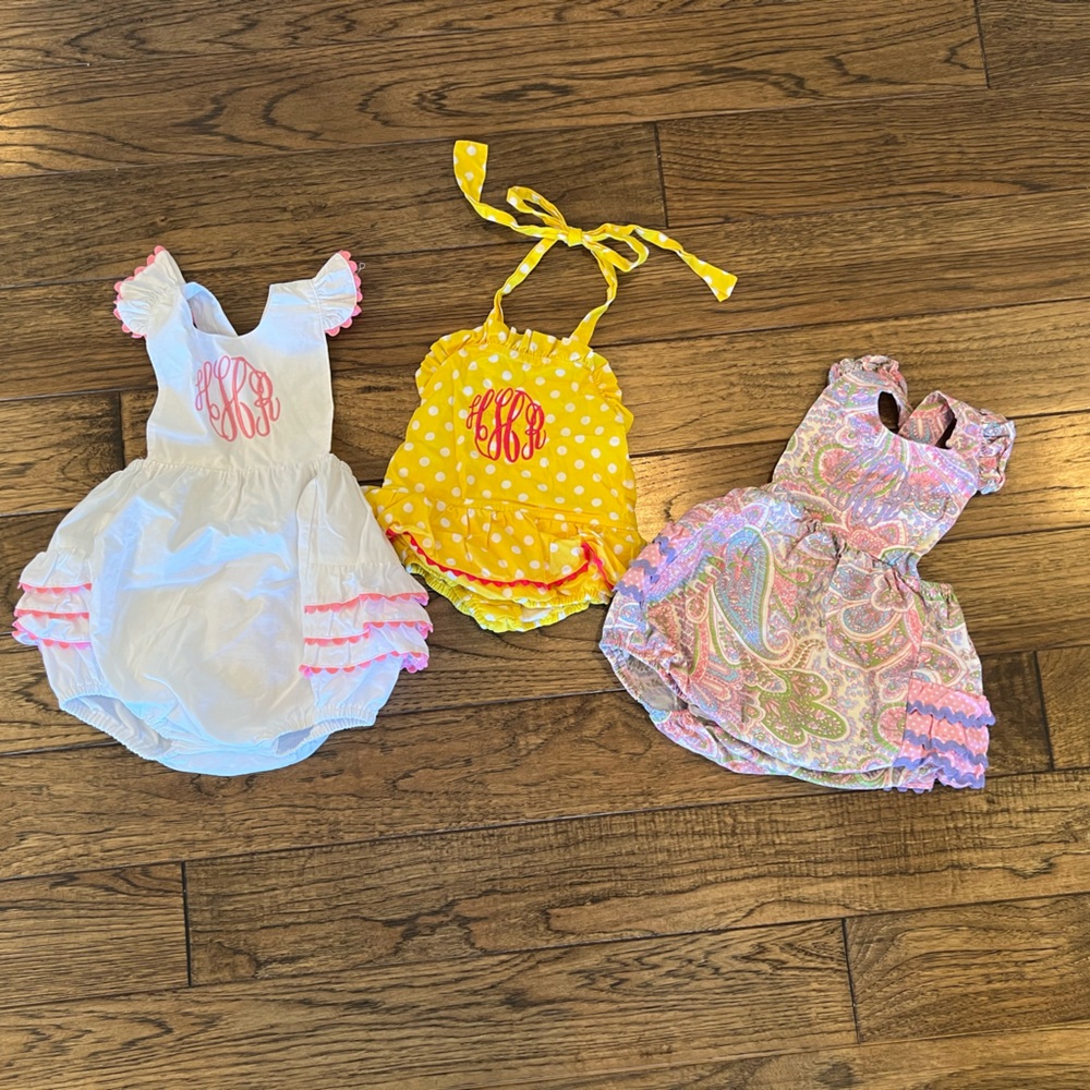 Girls 18 Month Rompers, Monogrammed “HHR”